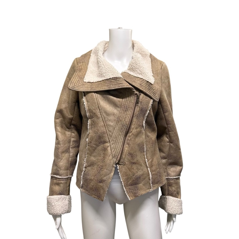 Jolt Faux Sherpa Animal Skin Pattern Jacket Size M